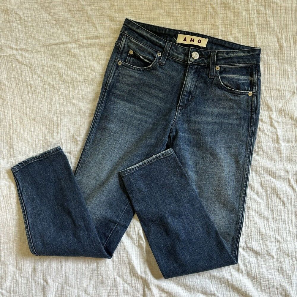 AMO Jeans Womens 25‎ Stix Crop Forever Blue USA